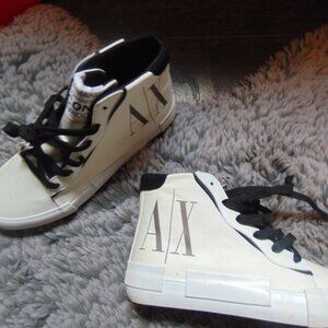 MENS ARMANI EXCHANGE Icon Logo High Top Sneakers White & Black